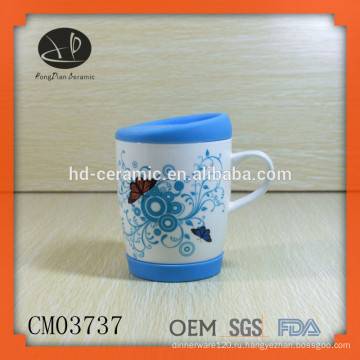 Кружка из керамического кофе с силиконовым дном и крышкой, кружка из китайского керамического чая с крышкой, кружка в отдельной белой коробке